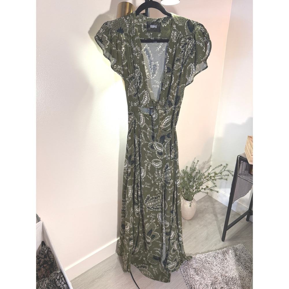 Reformation Orchid Maxi Dress Green Paisley Tie Front 2 xs euc floral wedding - Picture 2 of 14